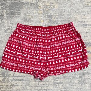 PINK Victoria's Secret Red Festive Pajama Shorts M Dachshund
